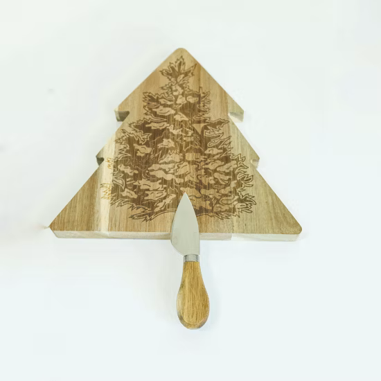 Tábua de corte de bambu em forma de árvore de Natal Tábua de corte de madeira Tábua de servir queijo charcutaria